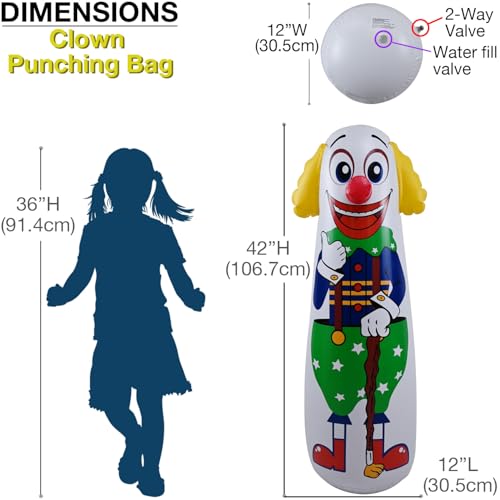 Jet Creations Inflatable Clown Punching Bag, 42" Tall