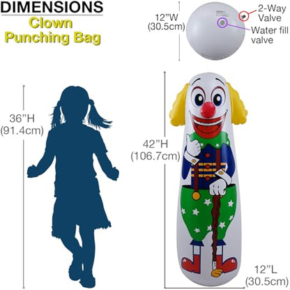 Jet Creations Inflatable Clown Punching Bag, 42" Tall