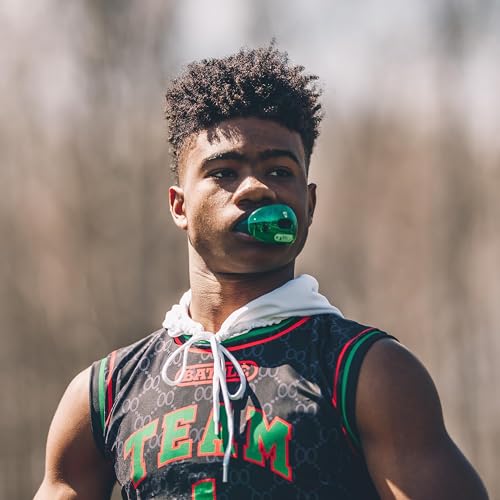 Battle Sports Chrome Oxygen Football Mouthguard | Maximum protection, Safe secure comfortable fit, Breathable built-in airflow channels, No boil required, Advanced composite - color: Pink