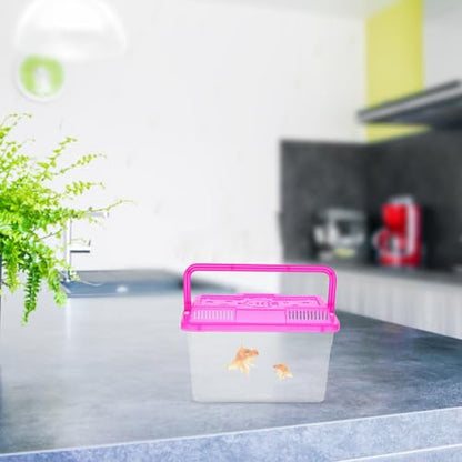 BESPORTBLE 4pcs Mini Handheld Fish Tank with Handle Portable Transparent Aquarium Box for Small Fish Turtles Reptiles and Hamsters for Travel and Pet Transport