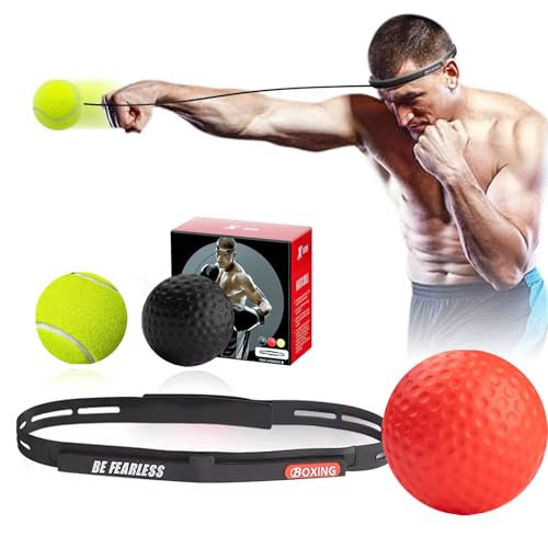 Boxing Reflex Ball Set– 3 Boxing Balls with Varying Weights, Headband, Great Boxing Equipment Gift for Reflex, Timing, Accuracy, Focus and Hand-Eye Coordination, Boxing Training for Adults and Kids