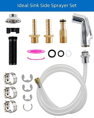 Universal Kitchen Sink Side Sprayer with Quick Side Connector Compatible with Moen Faucet Sprayer Replacement, Kitchen Sink Faucet Sprayer Attachment with Water Hose/Holder, Chrome Finish - color: Chrome