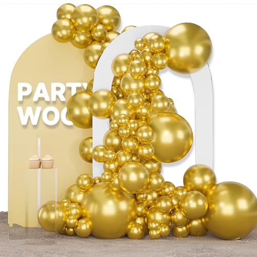 PartyWoo Metallic Gold Balloons 155pcs Different Sizes of 18 12 10 5 Inch - color: Gold-3050, size: 5/10/12/18 inch