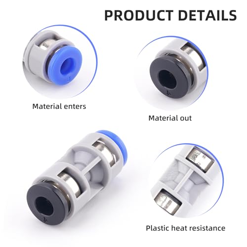 3pcs Teflon PTFE Tube Adapter Replacement for Bambu Lab | A1/A1MINI/P1P/P1S/P2S/X1/X1C/X1E/H2D/H2S 3D Printer,Plastic Metal Mixed Feed Connectors for Bambu Lab 3d Printer