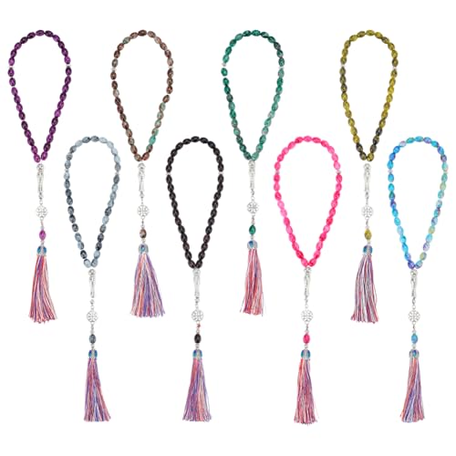 PH PandaHall 8 Colors Prayer Beads Tasbih Glass Beads Islamic Bracelet Bead 33 Round Rosary Bead Muslim Misbaha Tasbeeh Bracelets for Women Men Jewelry Gift Eid Mubarak Ramadan Muslims Decor - color: 8 Colors( Colorful)