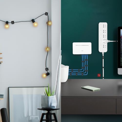 100 pcs of self Adhesive Cable Clips, Peel and Management for wall Desk and Office (Black) - color: black