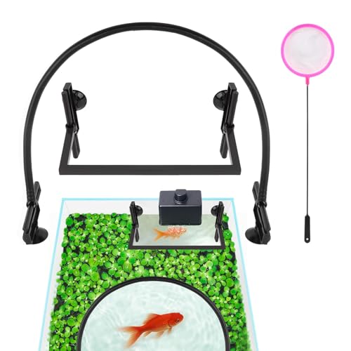 Floating Plant Corral for Aquarium, Self-Adjusting Fish Tank Plant Barrier with EV Foam, Protects Floating Plants from Filter, Can Be Used as Feeding Ring, Includes Suction Cups & Net
