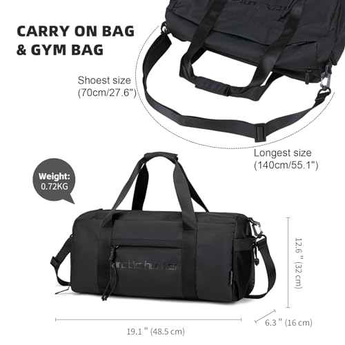 ARCTIC HUNTER AH Small Gym Bag Duffel Bag for Men Women with Shoe Compartment Ideal for Sports,Travel,and Overnight Trips, Athletic Gear Workout Weekender Bags, Black - style: Duffel Bag