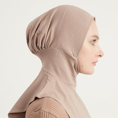 Modefa Women's Premium Cotton Ninja Bonnet - Complete Coverage - One Size Fits Most - For Muslim Women Ninja Undercap Hijab - color: Mink