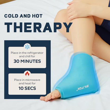 Reusable Foot Ankle Ice Pack Wrap for Injuries, Cold Compression Therapy for Achilles Tendonitis, Plantar Fasciitis, Swelling, Sprained, Pain Relief (Blue) - color: Light Blue