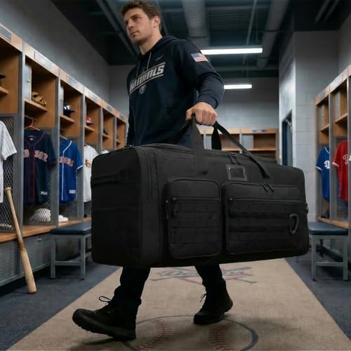 135L Large Duffle Bag, Heavy Duty Duffle Bag for Travel, Extra Large Sports Gym Equipment Bag for Soccer Baseball Basketball Hockey Football, Black - color: Black
