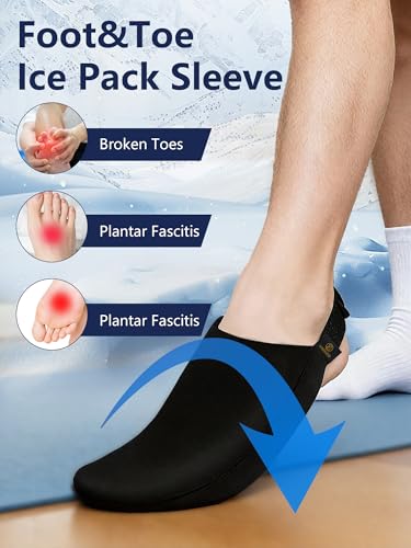 Foot Ice Pack for Toes,Freeze Flexible Ice Gel Socks Cold &Hot Therapy,Foot & Toe Ice Pack Wrap for Tendonitis, Plantar Fasciitis, Swelling, Sprained,Sport Injuries,Black(Black of 2) - color: Black of 2