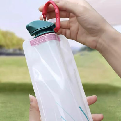 OULIGET Collapsible Water Bottles,Compact Bottle Folds Flat with Carabiner, Flat Water Bottles for Outdoor Sports Camping Traveling Biking,2 Pieces