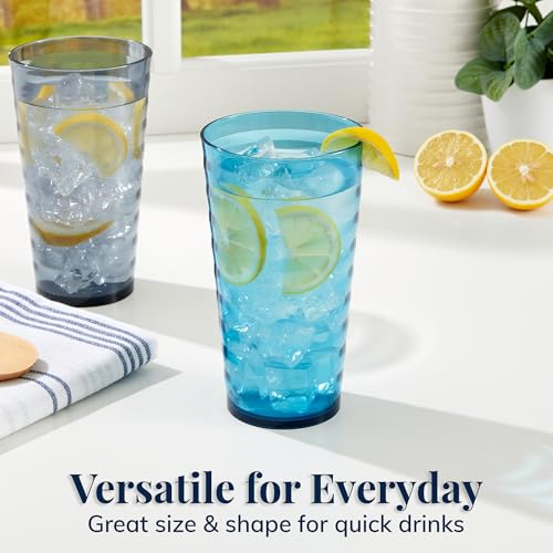 US Acrylic Splash [Set of 16] 18 ounce Plastic Stackable Water Tumblers in 4 Coastal Colors Value Set of Drinking Cups, Reusable, BPA-free, Made in the USA, Top-rack Dishwasher Safe - color: Coastal