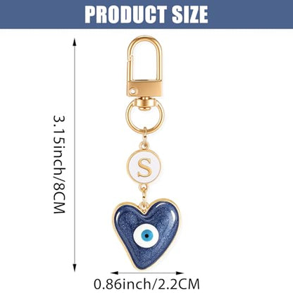 XGALBLA Small Evil Eye Keychains Initial Letter Key Chains for Women Men Car Key Bag Purse Charm- Good Luck Amulet Protection - color: Evil Eye 1-s