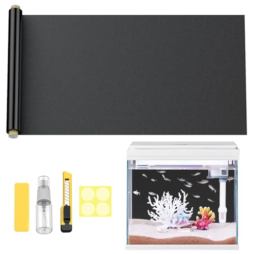 Pawfly Black Aquarium Background, 31.5" x 15.7", Static Cling Fish Tank Background Wallpaper, No Glue Reusable PVC Fish Tank Backdrop, Easy to Install Aquarium Décor Background, Fish Tank Decoration - size: 31.5" x 15.7"