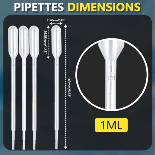 120Pcs 1ml Plastic Transfer Pipettes Dropper | Disposable, Water Droppers Pipette, For Oil, For Craft Lab Resin Paint - size: 1ml
