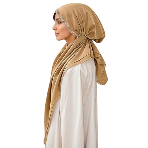 Instant Hijab for Women: Hijab Scarf, Hijabs for Women Muslim, Muslim Head Scarf, Easy Slip on - color: Camel