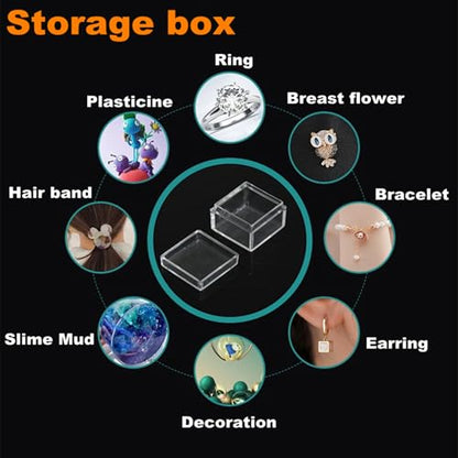 Small Acrylic Boxes with Lids Plastic Square Cube 2 Pieces Clear Box Storage Containers for Candy Pill and Tiny Jewelry - size: 1.18 x 1.18 x 0.86 Inch