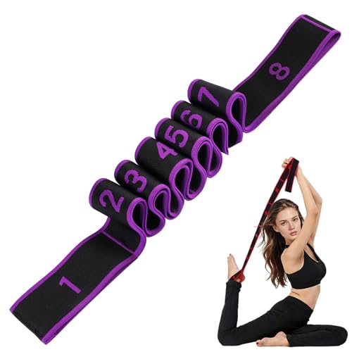 Resistance Bands with Handles, Elastic Stretching Strap for Physical Therapy, Yoga Strap for Stretching Equipment, Shoulder Leg Stretchers Bands for Exercise, Shaping, Flexibility - color: Purple