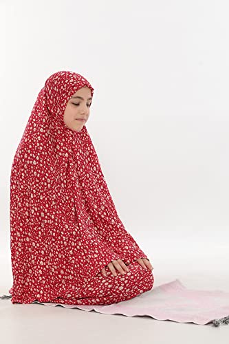 Prayer Set for Muslim Girls, Two Pieces Set Skirt and Scarf, with a Prayer Rug and Rosary, Suitable for 5 to 12 Years