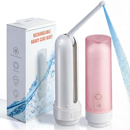 Portable Bidet for Travel,Rechargeable Electric Handheld Travel Bidet Sprayer for Women,Collapsible,Portatil Peri Water Bottle Bidets for Hygiene,Camping, Backpacking,Backcountry,Hiking（Pink） - color: Pink