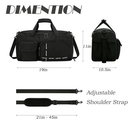 MAXTOP Gym Bag for Women Men Travel Duffle Bag Large Capacity Carry On Weekender Overnight Bag With Shoe Compartment Gym Tote Dry Wet Separation Duffel Bag for Travel - color: Black Set, style: Gym Bag&toiletry Bag
