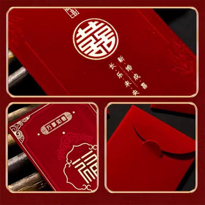 Red Envelopes,20pcs Lucky Money Envelopes New Year Envelop Cash Card Gift Envelop Velvet Hong Bao for Spring Festival Wedding Birthday Party