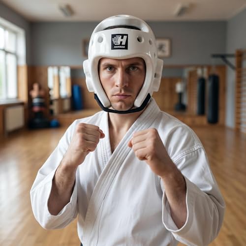 Taekwondo Sparring Head Guard, Competition Protection Headgear for Taekwondo, Karate and Martial Arts - color: white, size: Medium
