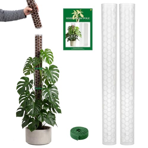 2 Pack 24 Inch,D Shape Plastic Moss Pole for Climbing Plants | Large Monstera Moss Pole Work With Sphagnum Moss, Large Apertures For Strong Aerial Root Grip,Garden Ties - size: 2 PACK-24Inch