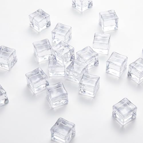 Acrylic Cubes - Gemstones and Crystals - Bag of 39 pcs Vase Filler Jewels for Crafts - Fish Tank Rocks - Sensory Bin Filler Gems for Crafting - Fake Ice Cubes - Clear - color: Clear Cubes