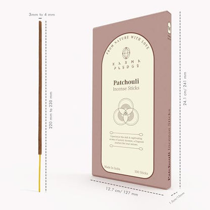KarmaPledge Patchouli Incense Sticks, Burn Time 45-60 Min, 100 Sticks - color: Patchouli