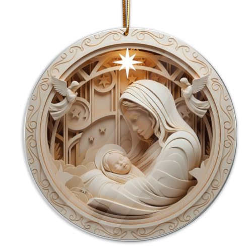 Nativity Scene Ornament, Christian Gifts for Women, Angel Christmas Ornaments 2025, Religious for Tree Home Christian Faith Gift for Family, Friends, and Church, Christian Families - color: Holy Mother