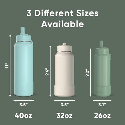 Hydrapeak 32oz Sport Insulated Water Bottle with Straw Lid, Leak & Spill Proof, Keeps Drinks Cold for 24 Hours, Hot for 12 Hours, Premium Stainless Steel Water Bottles (32oz, Sage Leaf) - color: Sage Leaf
