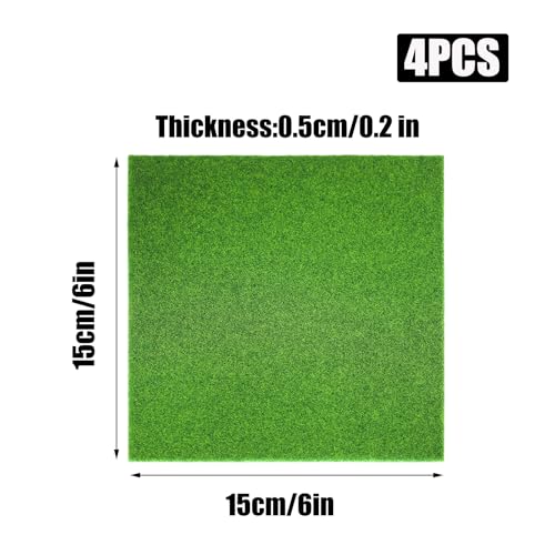 4PCS Fake Grass, Pet Turf Artificial Grass, Miniature Plants for Dollhouse, for DIY Mini Garden Decor, 5.9 * 5.9 Inches - size: 5.9*5.9 Inches