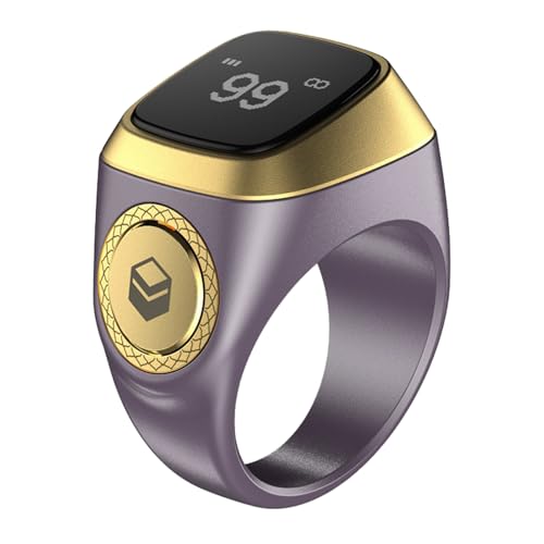 Smart Tasbih Zikr Ring, 20mm Muslim Digital Azan Alarm Clock, Tasbih Counter Smart Ring (Purple)