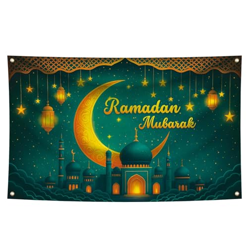 Ramadan Eid Mubarak Banner 71x43 Inch Ramadan Mubarak Decorations