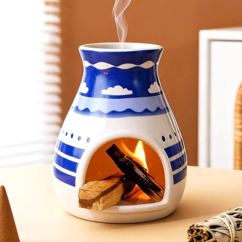 MOUGIGI Handcrafted Palo Santo Burner – Hopi-Inspired Ceramic Incense Dish for Aromatherapy – Suitable for Sage, and Cone Incense – Ideal for Energy Cleansing, Yoga, Meditation, Zen, Altar Décor - color: Hopi Palo Santo Holder