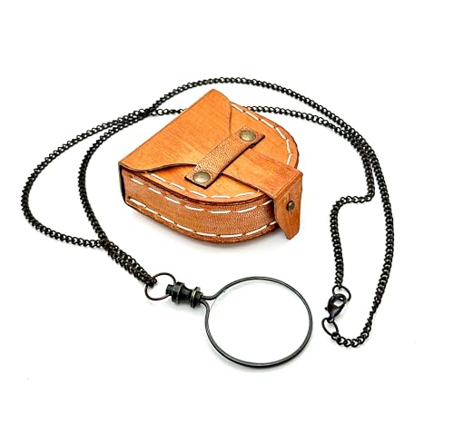 Monocle Pocket Monocle Brass Magnifying Glass Vintage magnifiers Retro Steampunk Magnifier with Leather Box Loupe Magnifier Reading Art Craft Gift Collectible Keepsake Stock Filler - color: Brass Antique