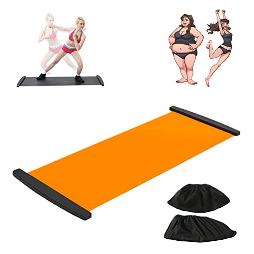 200 * 50cm Slide Board with Shoe Cover Slimming Exercise Guide Slide Mat for Leg Pot Training Fitness and Athletic Training(Orange) - color: Orange