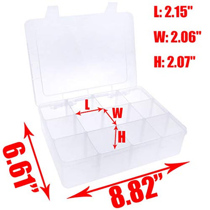 Xiaoyztan 12-Bin Clear Plastic Organizer with Adjustable Divider 7.3x4.9in | 12-grid organizer with adjustable dividers for jewelry, beads, tackle, and crafts - size: 8.8x6.6x2.3 in