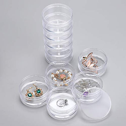 Hipiwe 2 Packs 5 Slot Clear Plastic Round Storage Jars - Art Craft Accessory Organizer Box Jewelry Beads Sewing Pills Container Holder for Storage Small Items, Hardware - size: 2Packs 2.68"D x 5.31"H