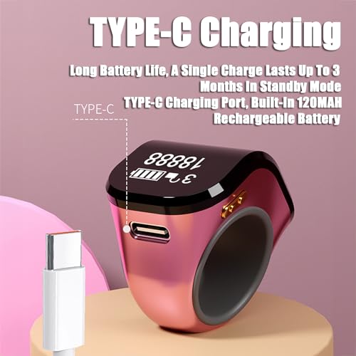 Electronic Finger Counter Clicker Ring, Digital Tally Counter with Vibration for Prayer & Dhikr, Tasbih Counting Rechargeable Row Counter Ring - color: Pink