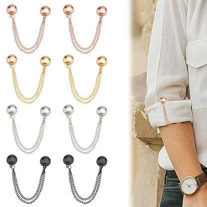Magnetic Clothing Clips – 8-Pack Secure Fit Clips with Chain for Pants, Shirts, Scarves, Ideal for Women, 4 Colors