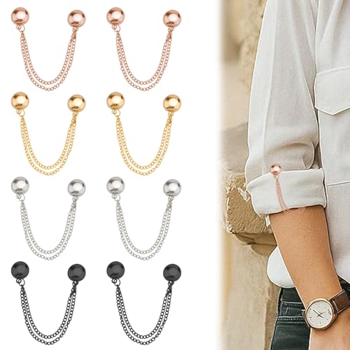 Magnetic Clothing Clips – 8-Pack Secure Fit Clips with Chain for Pants, Shirts, Scarves, Ideal for Women, 4 Colors