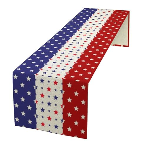 4th of July Table Runner,Blue White Red American Flag Independence Day Table Cloth for Home Indoor Outdoor Kitchen Holiday Birthday Party Wedding Decor 13x36 Inch - color: American Flag-7, size: 13x36in