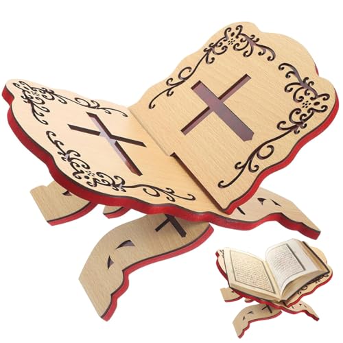 Bible Stand, Prayer Book Holder 13x9.1'' Quran Holder Wooden Folding Bible Stand Holy Book for Table Church Chapel Supplies, Quran