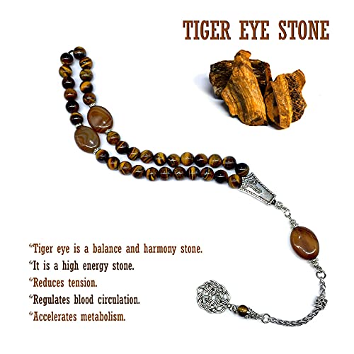 Design -Tiger Eye Stone Series Worry Beads - Prayer Beads Tesbih-Tasbih-Tasbeeh-Misbaha-Masbaha-Subha-Sebha-Sibha-Rosary (Elegance Tiger Eye Stone (8mm -33 Beads)) - color: Elegance Tiger Eye Stone (8mm -33 Beads)