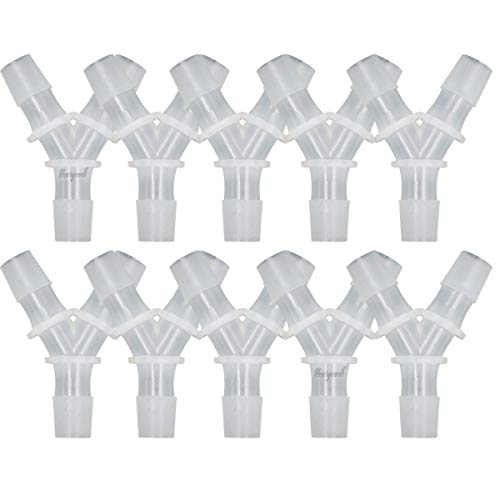 1/2" Polypropylene Y-Shaped 3-Way Barbed Hose Fitting, 10 Pcs | Y-shaped design splits one inlet into two angled outlets for air hoses and water pipes; supports routing and repair projects - style: 10pcs, 1/2" O.D.