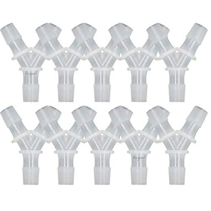 9/16" Polypropylene Y-Shaped 3-Way Barbed Hose Fitting, 10 Pcs | Y-shaped design splits one inlet into two angled outlets for air hoses and water pipes; supports routing and repair projects - style: 10pcs, 9/16" O.D.